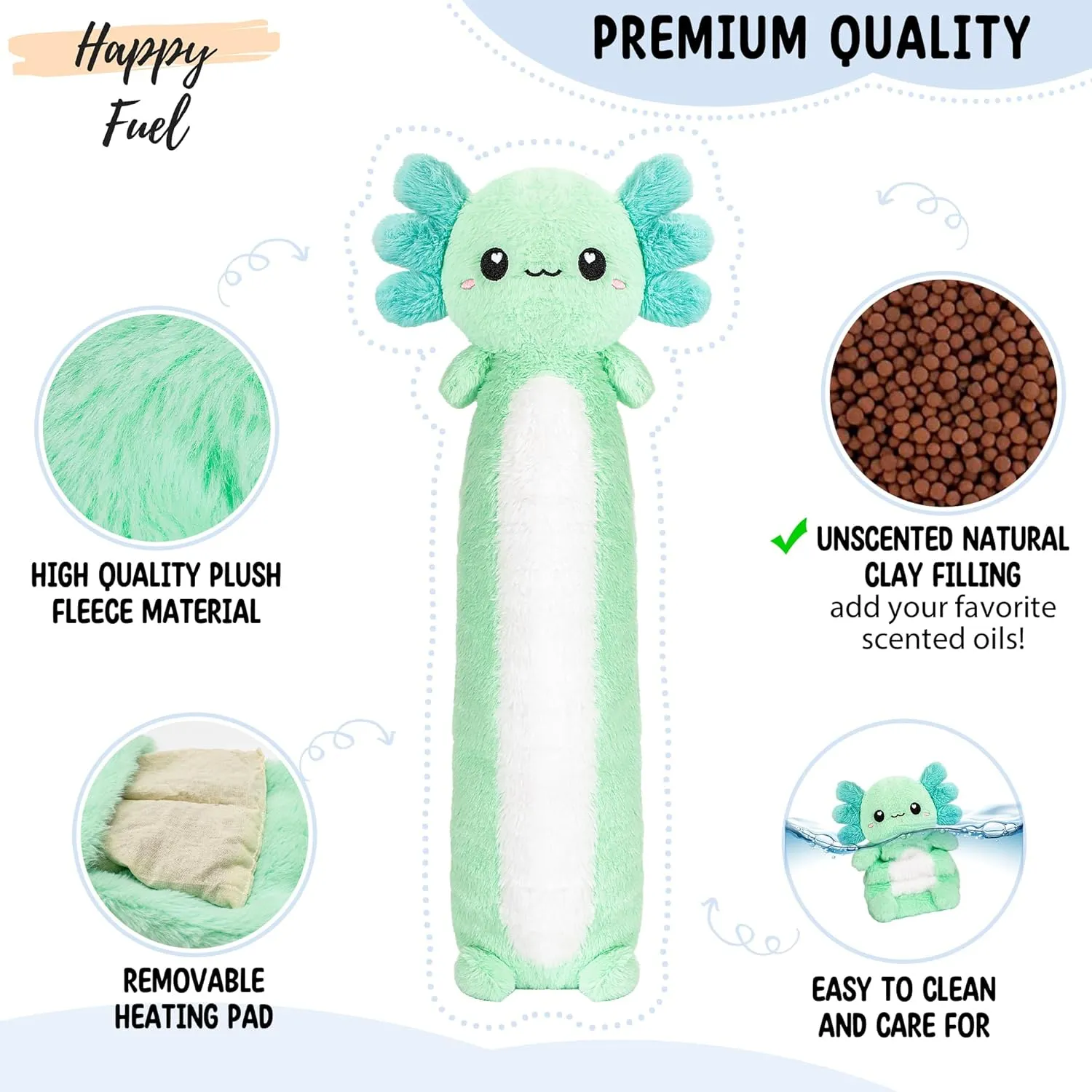 Axolotl Unscented 2Lbs Heating Pad for Neck Shoulders and Back Wrap Microwavable, Heatable 22.5" Cute Warm Stuffed Animals Neck Warmer - Axolotl Gifts for Women Girls and Kids
