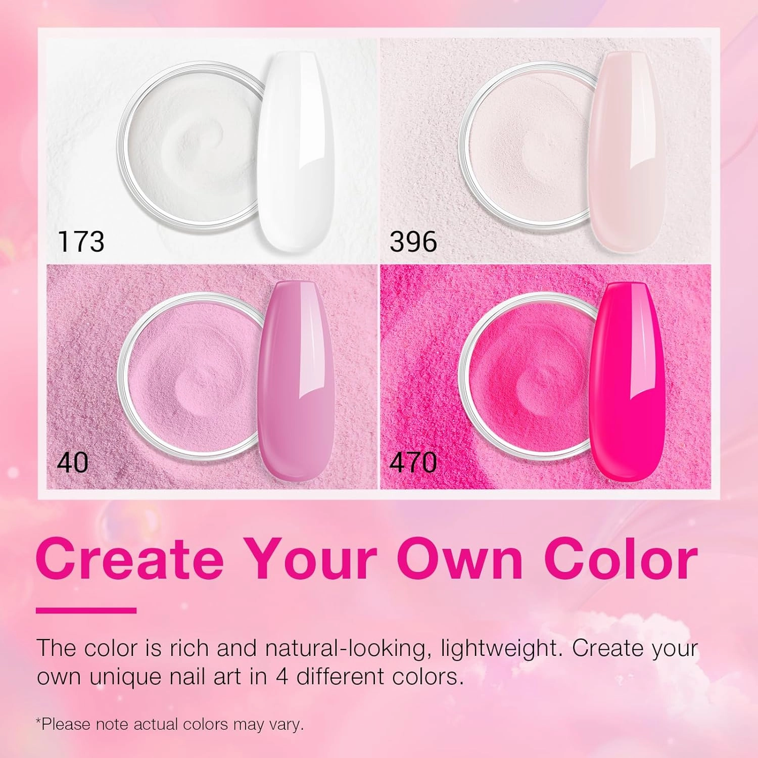 AZUREBEAUTY Dip Powder Nail Kit Starter, Light/Hot Pink Clear White Summer 4 Colors Acrylic Dipping Powder Liquid Set with Base/Top Coat Activator for French Nail Art Manicure DIY Gifts for Women