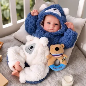 BABESIDE Lifelike Reborn Baby Dolls Boy - Aiden 20 Inch Handmade Realistic Baby Doll Soft Body Realistic-Newborn Baby Doll with Toy & Gift Box for Kids Age 3  