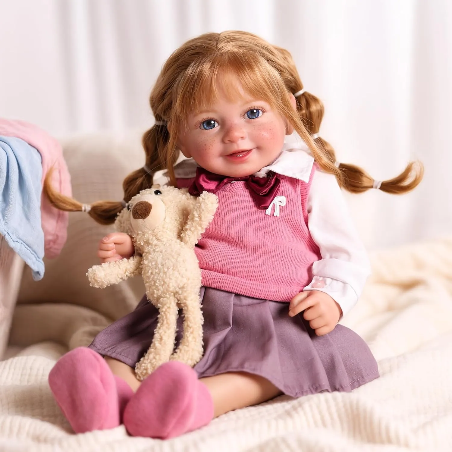 BABESIDE Lifelike Reborn Baby Dolls Doreen - 20 Inch Cute Realistic Baby Doll Sweet Smile Girl with Freckles Soft Body Reborn Toddler Dolls Real Life Baby Dolls for Kids 3  & Collectors
