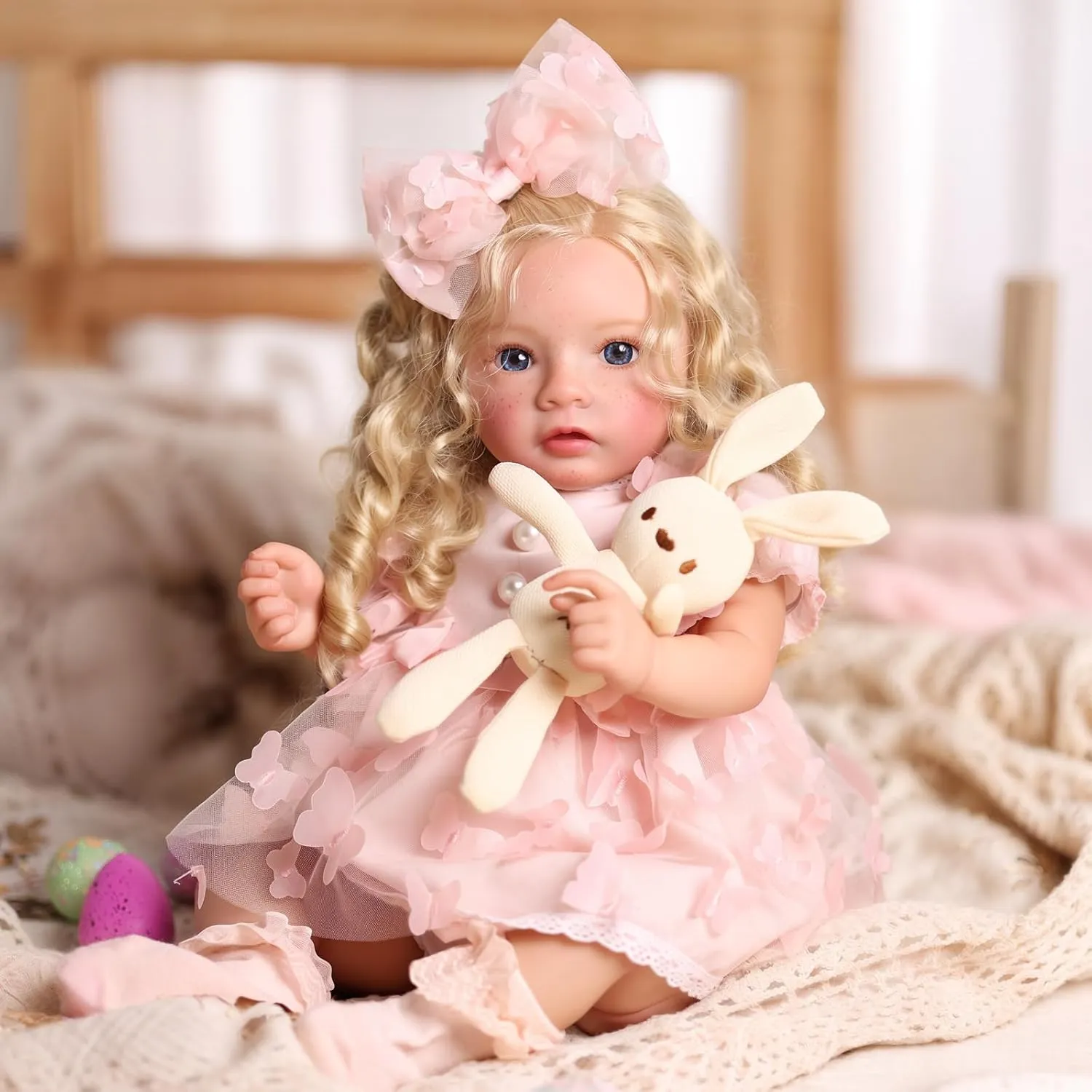 BABESIDE Reborn Baby Dolls Girl with Freckles, 20 Inch Lifelike Newborn Real Life Realistic Doll Soft Vinyl and Cloth Body Baby Dolls with Toy & Gift Box for Kids Age 3  