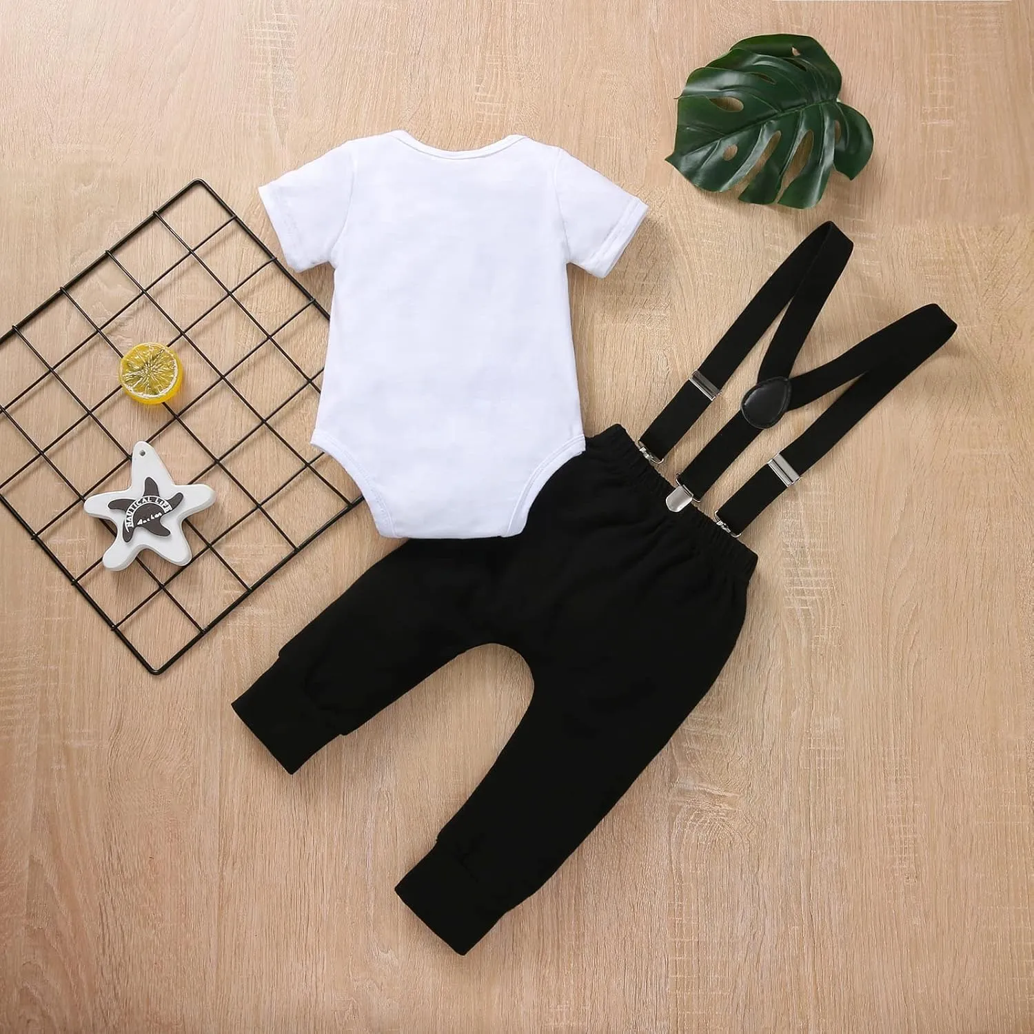 Baby Boy One 1st Birthday Outfits Infant Clothes Short Sleeve Bow Tie Romper Pants Set Suspenders…