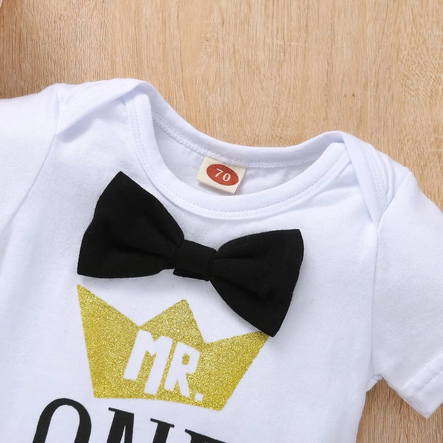 Baby Boy One 1st Birthday Outfits Infant Clothes Short Sleeve Bow Tie Romper Pants Set Suspenders…