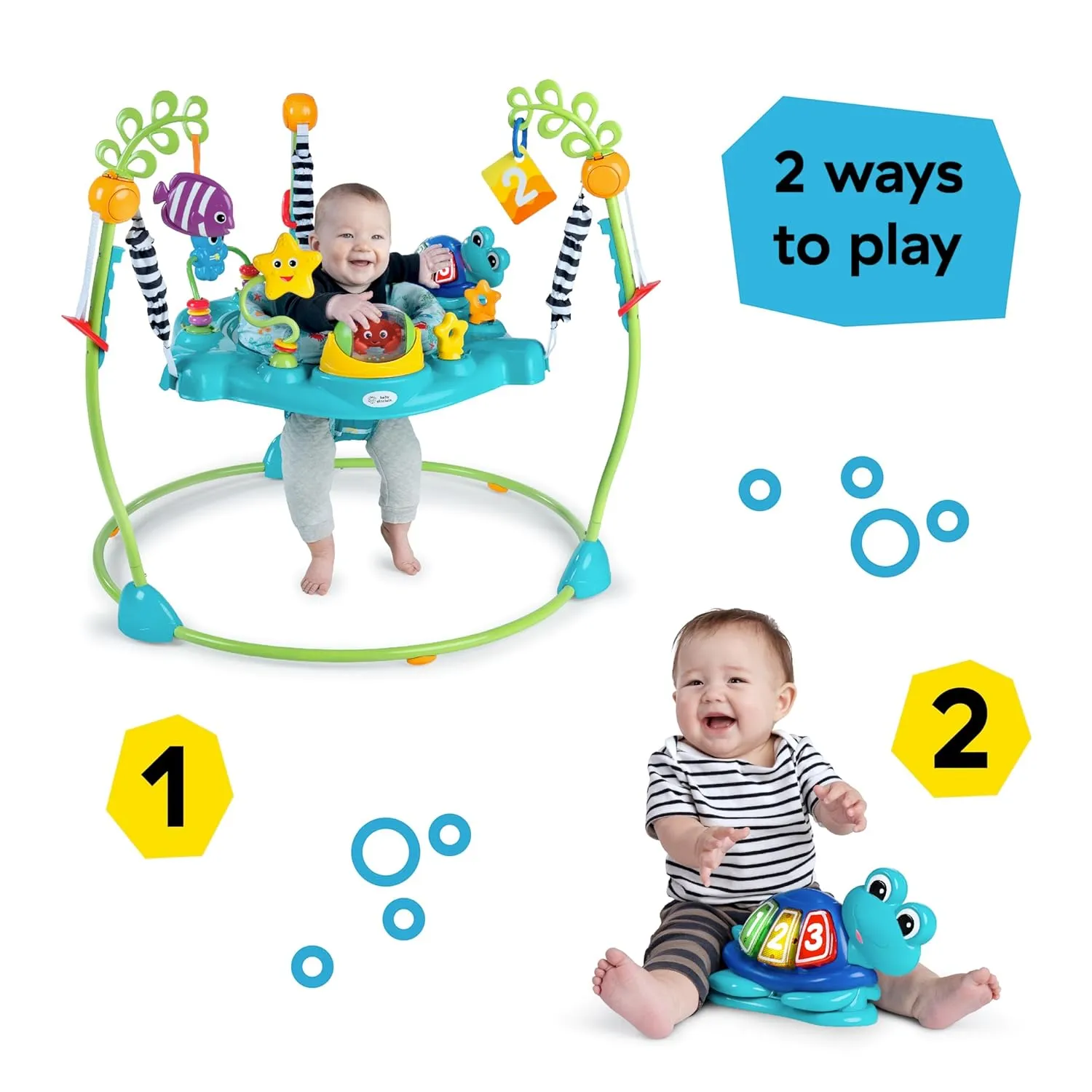 Baby Einstein Ocean Explorers Curiosity Cove 2-in-1 Educational Activity Jumper and Floor Toy, Max weight 25 lbs., Ages 6 Months , Unisex
