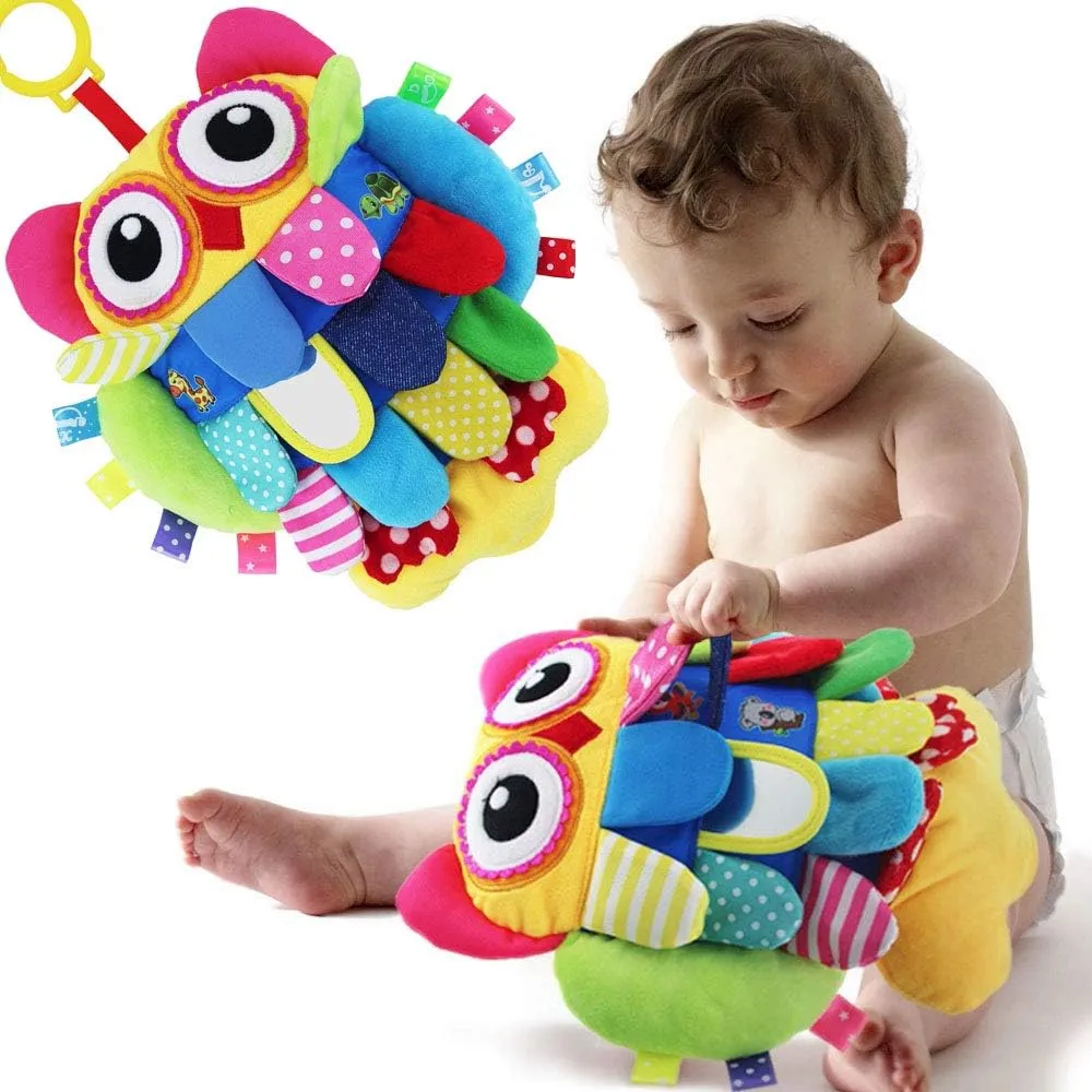 Baby Hanging Rattles Toys, Car Seat Stroller Toys Infant with Cute Wind Chime and Squeak Toy Hanging Bell Owl Plush Animal Fit for Babies Boys and Girls