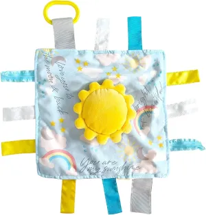 Baby Jack & Co 10x10 Sunshine Lovey Tag Toys for Babies - Baby Toys - Toys for Baby - Soft & Safe - Learn Shapes & Colors - Ideal Baby Toy & Baby Gift - BPA Free w/Stroller Clip