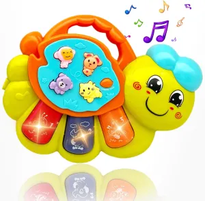Baby Musical Toys 12-18 Months, Caterpillar Piano Keyboard Early Learning Educational Toy with Light & Sound, Birthday Toy for Infant Toddler 1 Year Old Boy Girl Gifts
