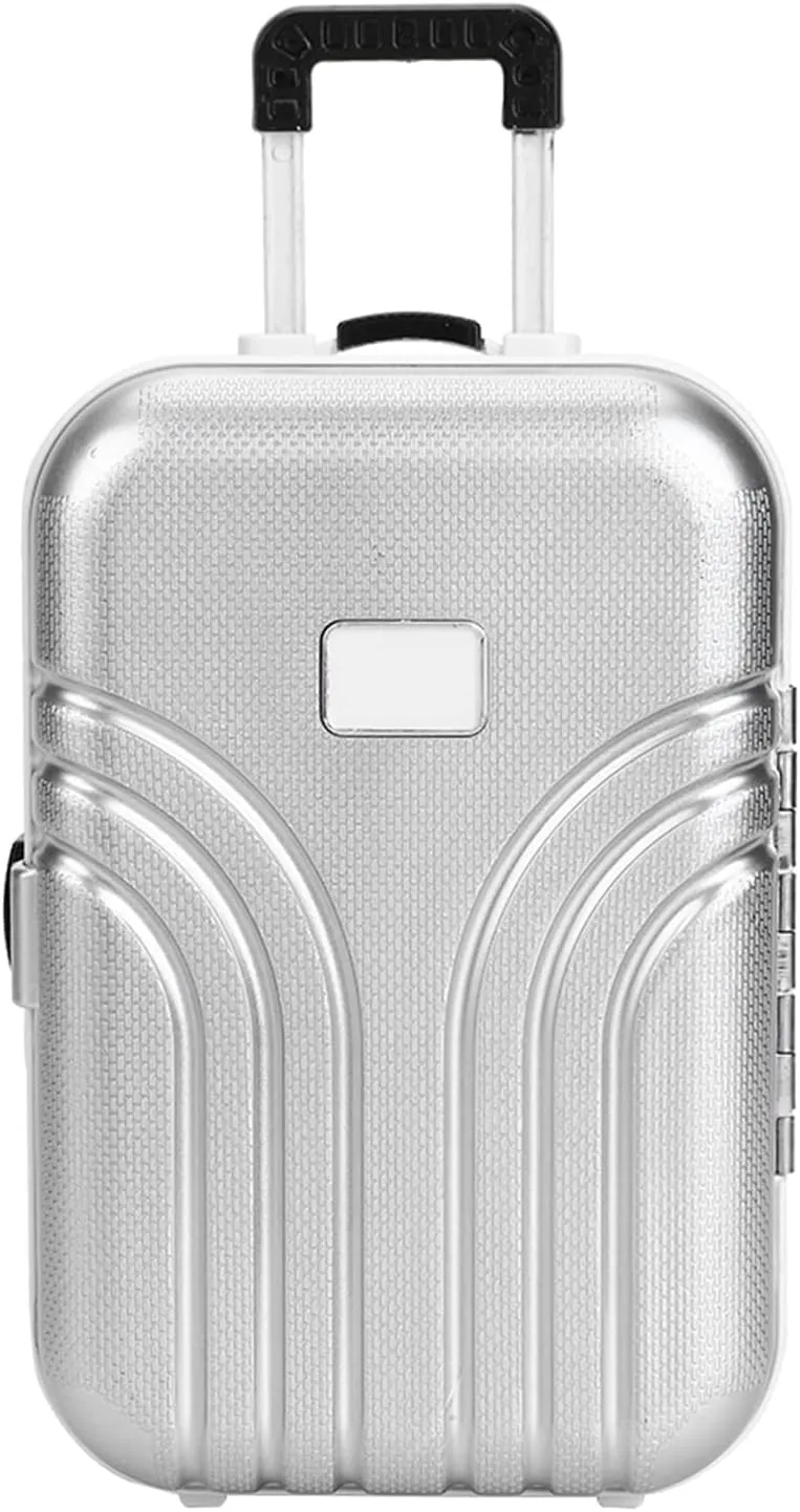 Baby Suitcase Toy Cute Plastic Rolling Suitcase Mini Luggage Box (Silver)
