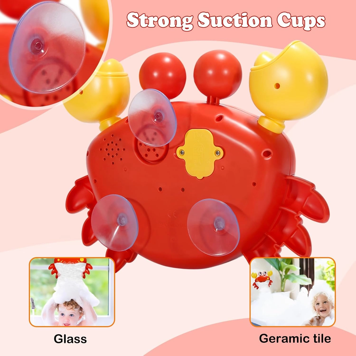 Baby Bath Toys Crab:Bubble Machine Bath Toy Crab Bath Bubble Maker,Blow Bubbles and Plays Children’s Songs,Battery Operated(Red)