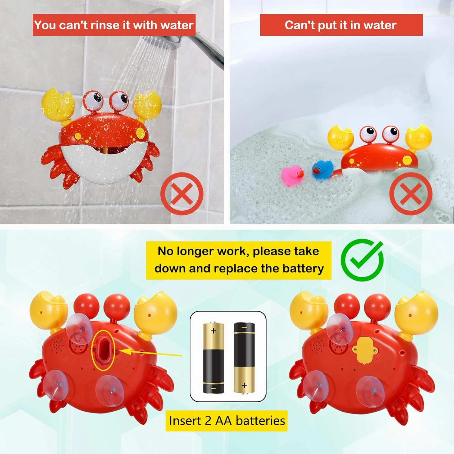 Baby Bath Toys Crab:Bubble Machine Bath Toy Crab Bath Bubble Maker,Blow Bubbles and Plays Children’s Songs,Battery Operated(Red)