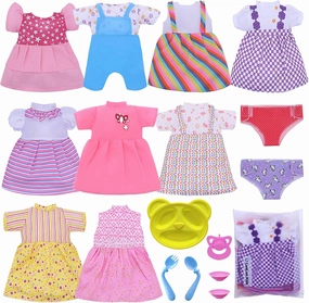 Baby Doll Clothes - Fits 12'' 13'' 14'' 15'' Girl Alive Baby Doll Clothes 360°Sewing Dresses for with Doll Diapers, Nipple, and Doll Accessories Pack of 18 Bag Set …