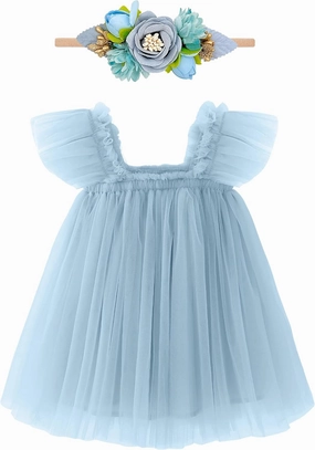 Baby Girl First Birthday Outfit Cake Smash 1st Birthday Dress with Flower Headband