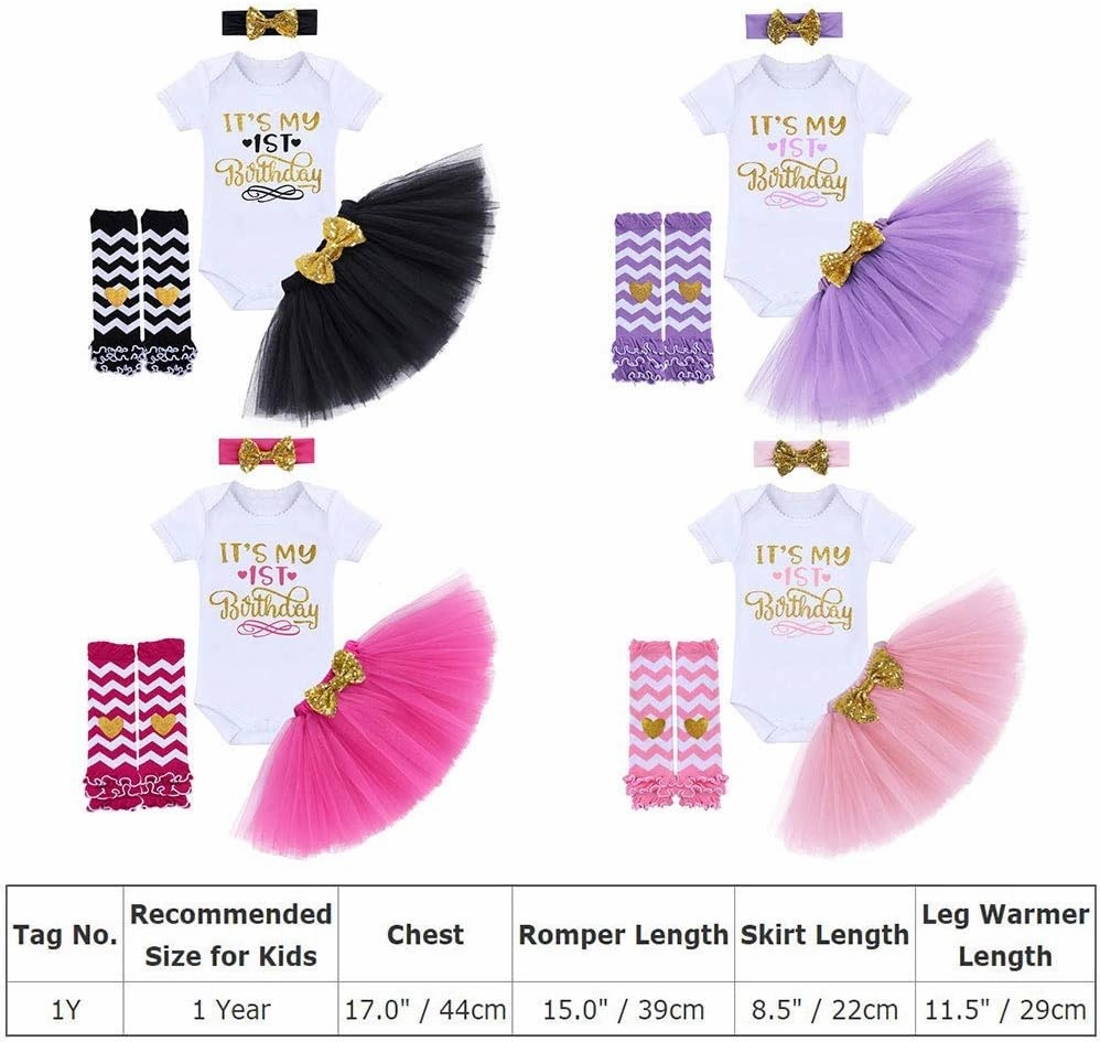 Baby Girls Half 1st 2nd Birthday Outfits Cake Smash Dress Romper Tulle Tutu Skirt Sequin Bow Headband Leg Warmer Set