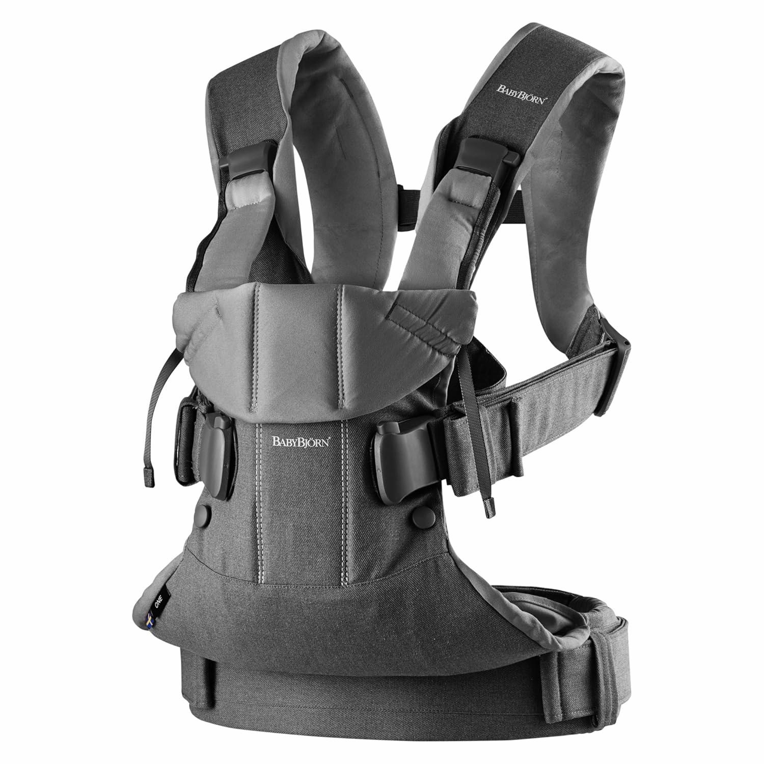 BabyBjörn Baby Carrier One, Cotton, Denim Gray/Dark Gray, One Size (098094US) (Pack of 1)