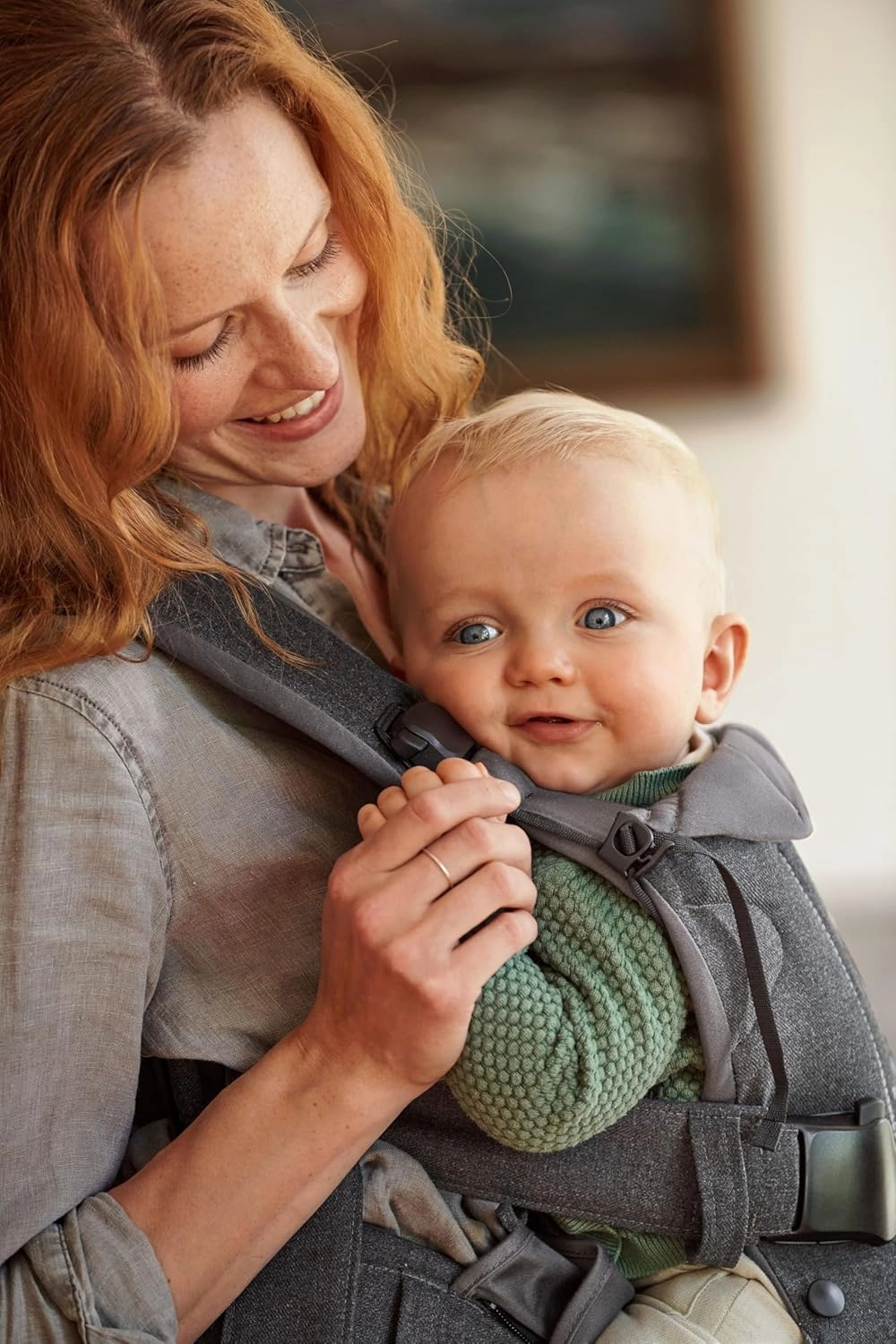 BabyBjörn Baby Carrier One, Cotton, Denim Gray/Dark Gray, One Size (098094US) (Pack of 1)