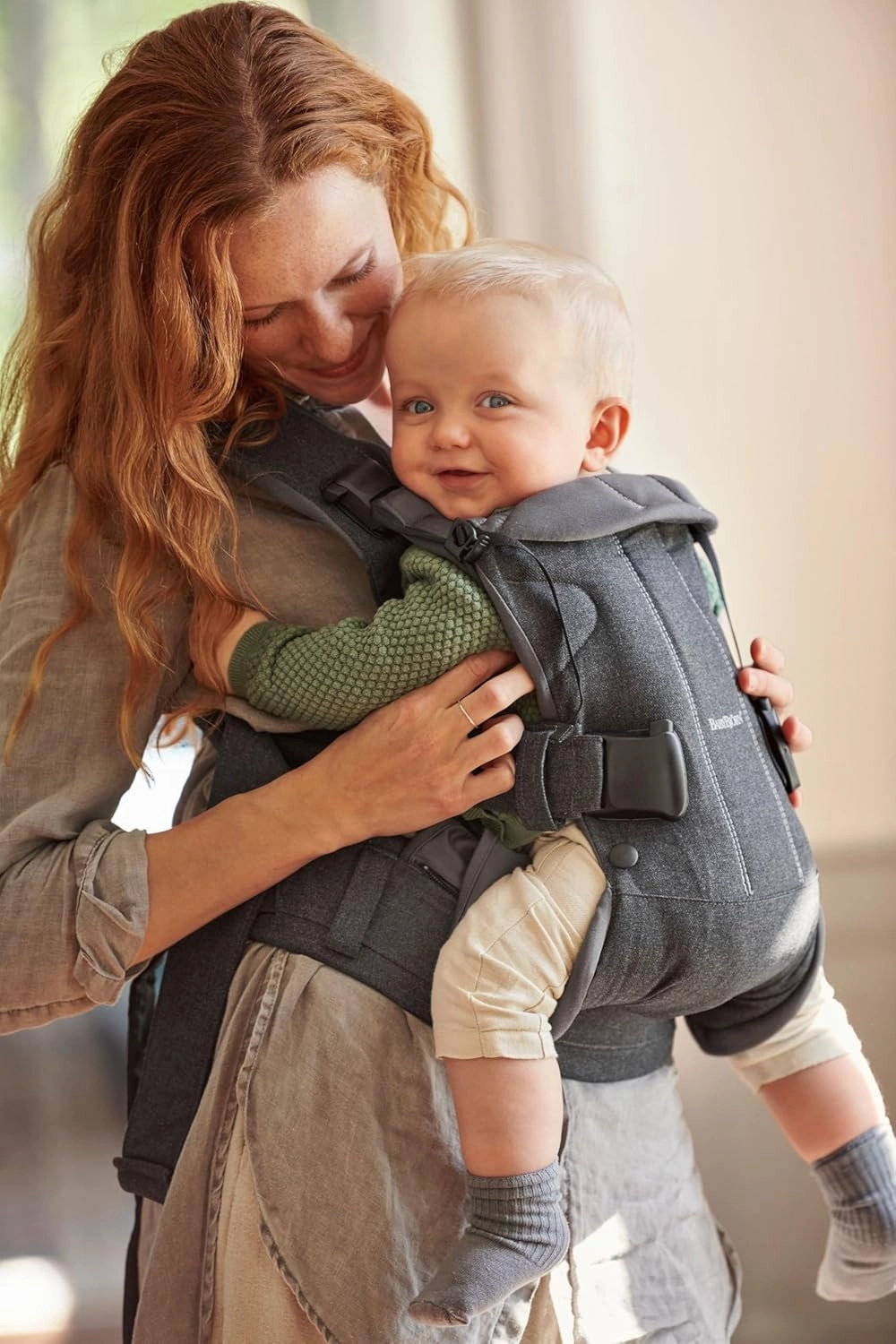 BabyBjörn Baby Carrier One, Cotton, Denim Gray/Dark Gray, One Size (098094US) (Pack of 1)