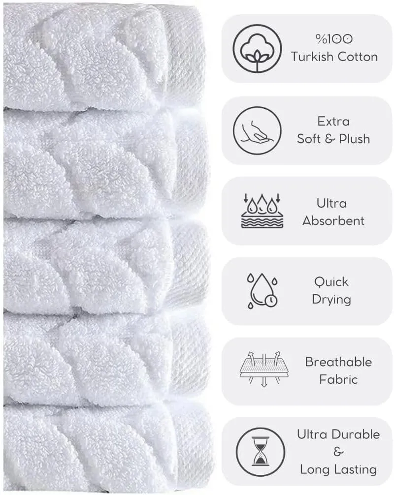 BAGNO MILANO Turkish Cotton Ultra-Soft Plush Absorbent Quick Dry Bathroom Towel Set, Made in Turkey (LightGrey, 6 pcs Towel Set)