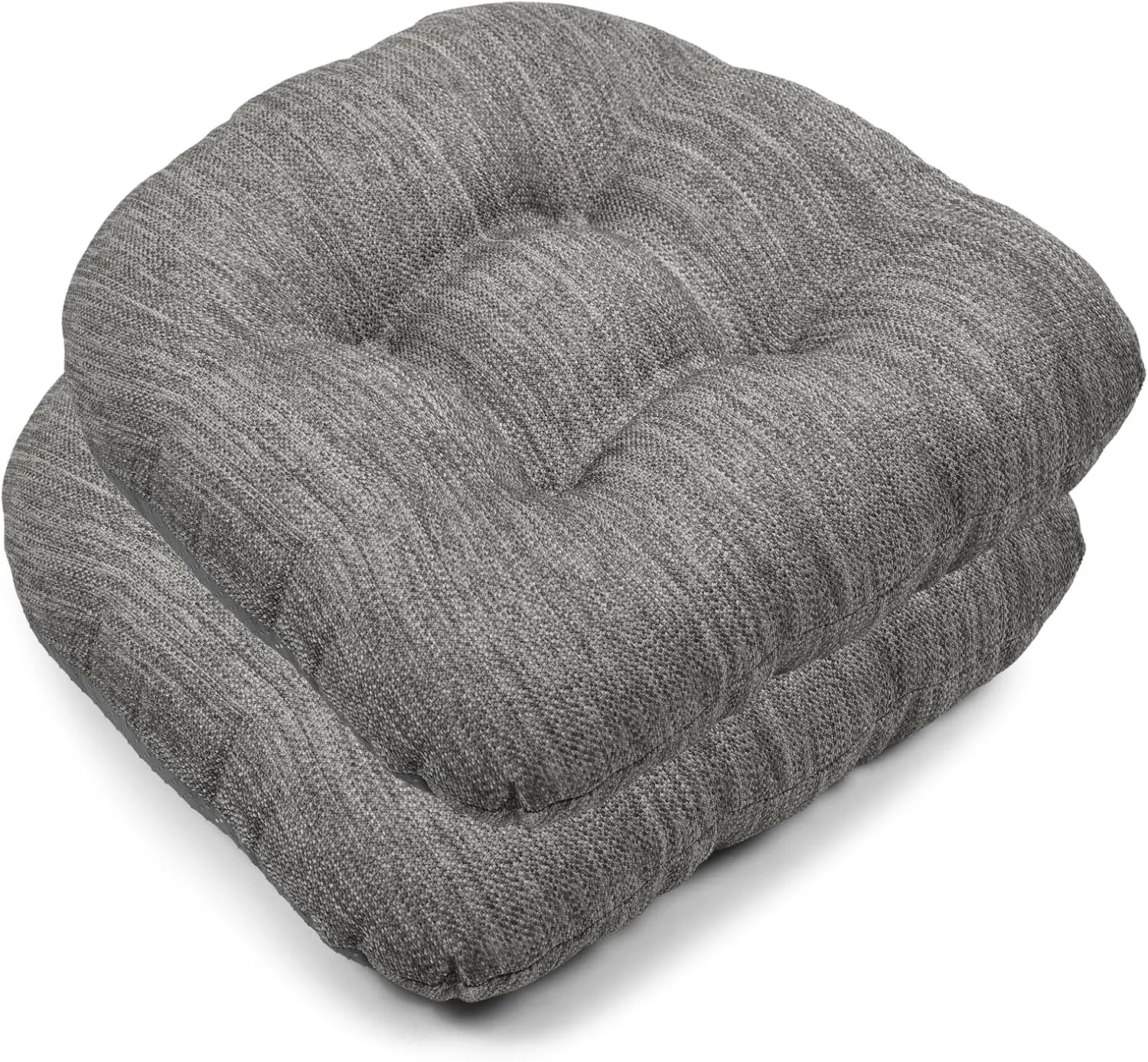 baibu 14×14 Metal Dining Chair Pads with Ties Set of 2, Super Soft Kitchen Chair Cushions Bar Stool Cushions with Non-Slip Bottom - 2 Cushions only (Grey, 14×14×2.5in)