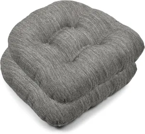 baibu 14×14 Metal Dining Chair Pads with Ties Set of 2, Super Soft Kitchen Chair Cushions Bar Stool Cushions with Non-Slip Bottom - 2 Cushions only (Grey, 14×14×2.5in)