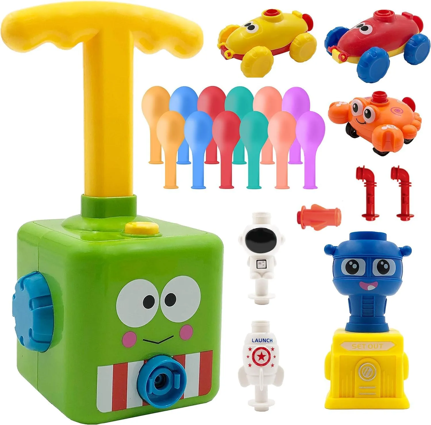 Balloon Car Toy Pump Set for Kids Ideal Power Launcher, Balloon Toys (Green)
