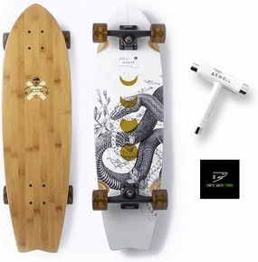 Bamboo Collection Skateboard Bundled with Swell Skate Tool   Crate White Shark Sticker