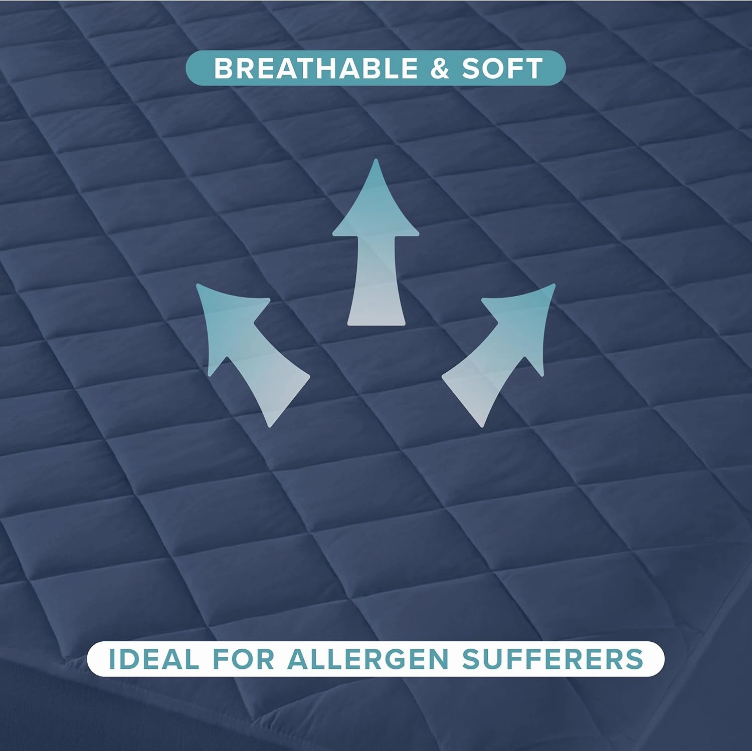 Bare Home Queen Quilted Fitted Mattress Pad - Cooling Mattress Topper - Easily Washable - Elastic Fitted Cover - Stretch-to-Fit up to 15 Inches Deep (Queen, Dark Blue)