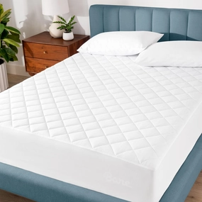 Bare Home Quilted Fitted Mattress Pad (Split Head Flex King) - Cooling Mattress Topper - Easily Washable - Elastic Fitted Cover - Stretch-to-Fit up to 15 Inches Deep (FlexTop King)