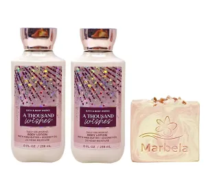 Bath & Body Works A Thousand Wishes 2 Piece Daily Nourishing Body Lotion Bundle with a Himalayan Salts Springs Bar Soap - Full Size