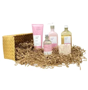 Bath & Body Works Aroma Inspire Love ROSE   VANILLA Gold Woven Basket 4 Piece Gift Set with a Himalayan Salts Spings Soap - Body Lotion - Body Wash   Foam Bath - Body Cream - Essential Oil Mist