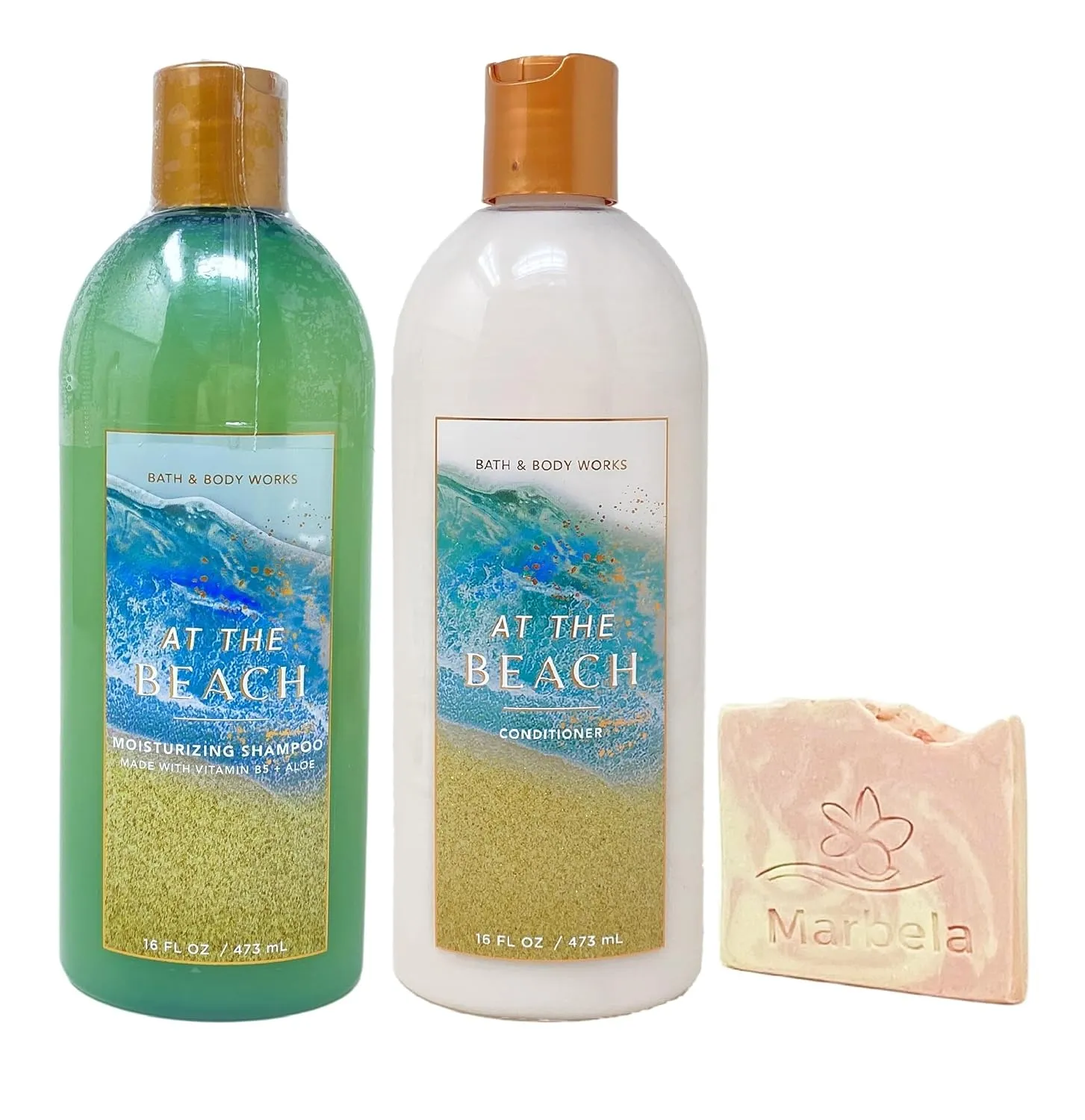 Bath & Body Works At The Beach Moisturizing Shampoo & Conditioner Duo Set with a Himalayan Salts Springs Sample Soap