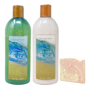 Bath & Body Works At The Beach Moisturizing Shampoo & Conditioner Duo Set with a Himalayan Salts Springs Sample Soap