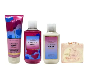 Bath & Body Works Carried Away 3 Piece Bundle - Body Cream - Body Wash - Body Lotion - with a Himalayan Salts Springs Bar Soap - Full Size