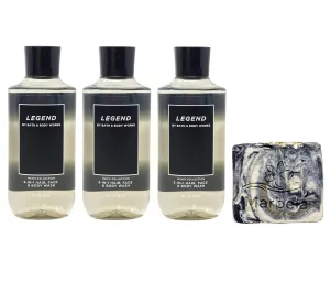 Bath & Body Works Men's Collection Legend 3 Pack 3-in-1 Hair, Face & Body Wash with a Charcoal Scrub Bar Soap - Full Size