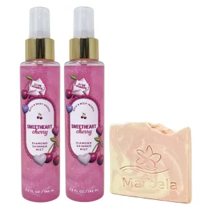 Bath & Body Works Sweetheart Cherry 2 Pack Diamond Shimmer Mist Bundle with a Himalayan Salts Springs Sample
