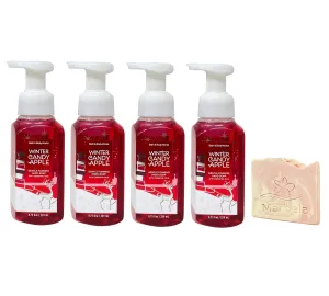 Bath & Body Works Winter Candy Apple 4 Pack Gentle & Clean Foaming Hand Soap Bundle with a Himalayan Salts Springs Sample Soap