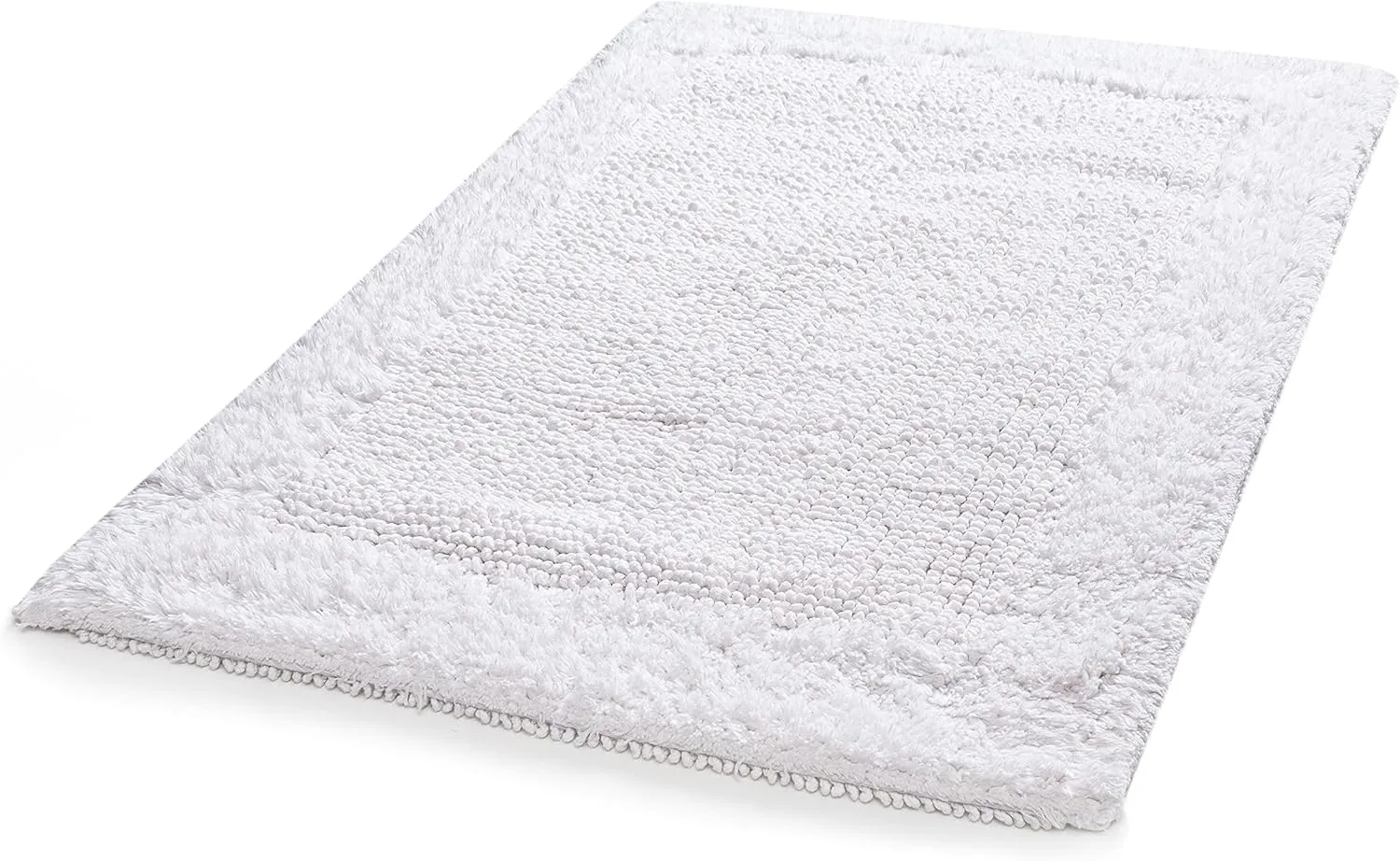 Bath Mat Rug 17"x24" White, 100% Pure Cotton, Super Soft Bath Rugs, Plush & Absorbent, Hand Tufted Heavy Weight Construction, Full Reversible Step Out Rugs