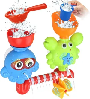 Bath Toys Bathtub Toys for 1 2 3 4 Year Old Kids Toddlers Bath Wall Toy Waterfall Fill Spin and Flow Non Toxic Birthday Gift Ideas Color Box (Multicolor)