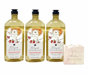 Bath & Body Works Aromatherapy Steeped Invigoration Rose   Tangerine   Tea 3 Pack Body Wash   Foam Bath Bundle with a Himalayan Salts Springs Bar Soap - Full Size