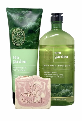 Bath & Body Works Aromatherapy Zen Garden Duo Gift Set - Body Cream and Body Wash with a Himalayan Salts Springs Sample Soap