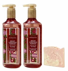 Bath & Body Works Bright Christmas Morning 2 Pack Cleansing Gel Hand Soap Bundle with a Himalayan Salts Springs Sample Soap