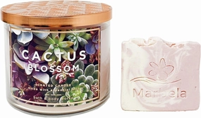 Bath & Body Works Cactus Blossom - 3 Wick Scented Candle with a Himalayan Salts Springs Sample Soap