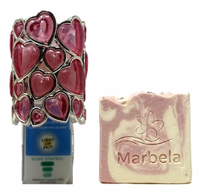 Bath & Body Works Heart Topper Wallflowers Scent Control Nightlight with a Himalayan Salts Springs Sample Soap.