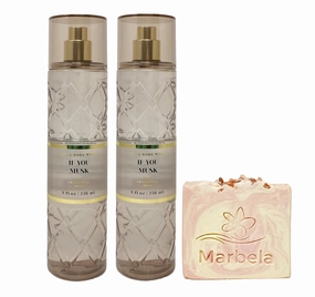 Bath & Body Works If You Musk 2 Pack Fine Fragrance Mist Bundle with a Himalayan Salts Springs Bar Soap - Full Size