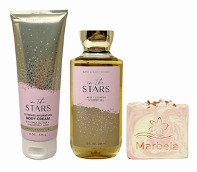 Bath & Body Works In The Stars Body Cream and Shower Gel Set with a Himalayan Salts Springs Bar Soap - Full Size