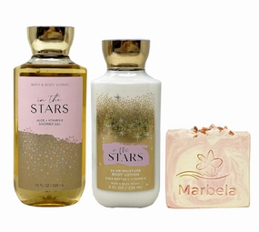 Bath & Body Works In The Stars Shower Gel and Body Lotion Set with a Himalayan Salts Springs Bar Soap - Full Size