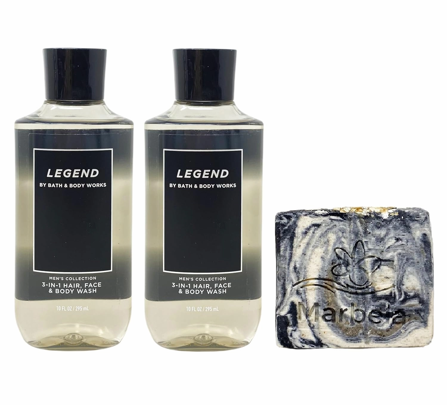 Bath & Body Works Men's Collection Legend 2 Pack 3-in-1 Hair, Face & Body Wash with a Charcoal Scrub Bar Soap - Full Size