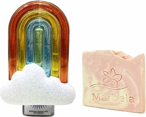 Bath & Body Works Neon Rainbow Nightlight Wallflowers Fragrance Plug with a Himalayan Salts Springs Sample Soap