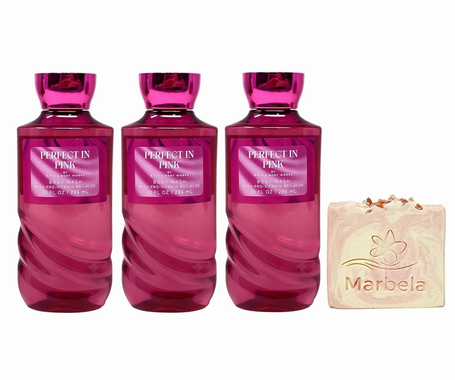Bath & Body Works Perfect In Pink 3 Piece Body Wash Gift Set with a Himalayan Salts Springs Bar Soap - Full Size