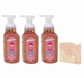 Bath & Body Works Pink Gumball 3 Pack Gentle & Clean Foaming Hand Soap Bundle with a Himalayan Salts Springs Sample Soap