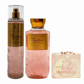 Bath & Body Works Together Weather Fragrance Mist and Shower Gel Bundle with a Himalayan Salts Springs Bar Soap - Full Size